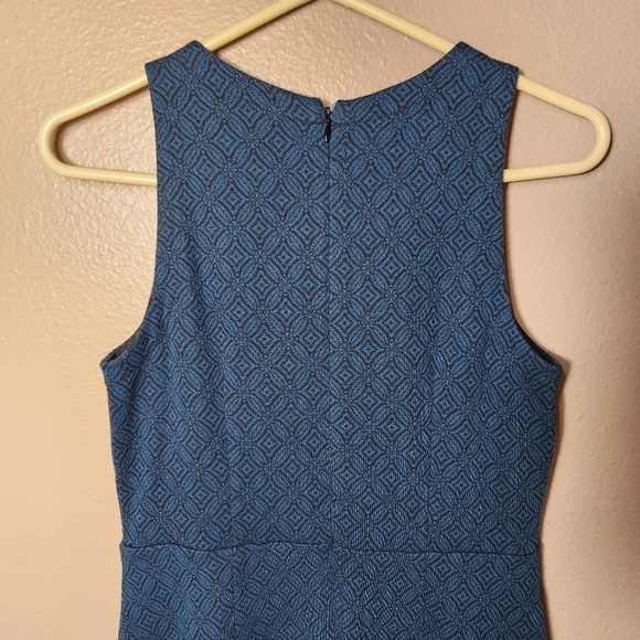 Loft Womens Sleeveless Blue Ponte Knit Patterned Sheath Dress-Size 4 - Picture 4 of 10